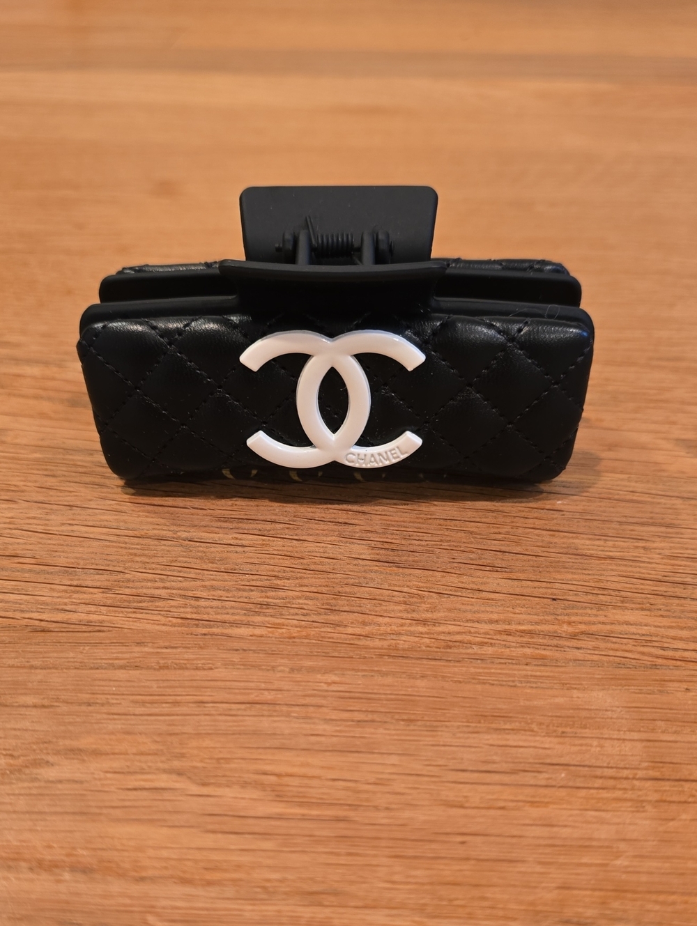 CHANEL Black Quilted Hair Claw With Logo